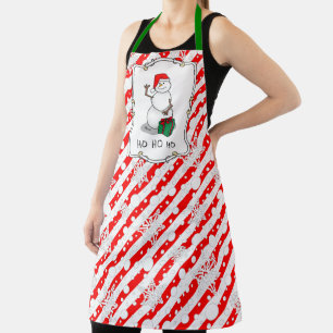 Ho Ho Ho Merry Christmas Santa Cute Snowman Apron