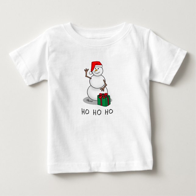 Ho Ho Ho Merry Christmas Santa Cute Snowman Baby T-Shirt (Front)