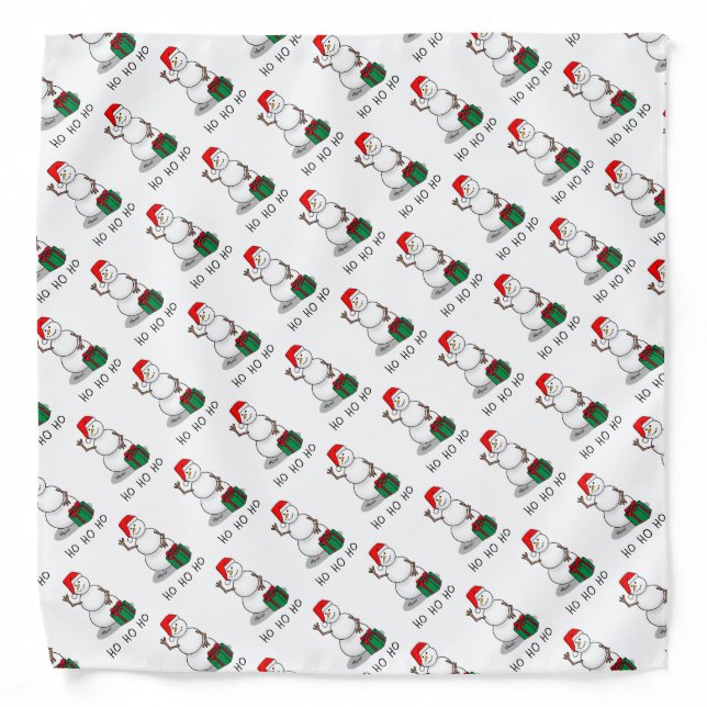 Ho Ho Ho Merry Christmas Santa Cute Snowman Bandana (Front)