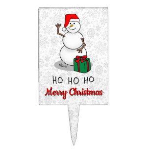 Ho Ho Ho Merry Christmas Santa Cute Snowman Cake Topper