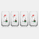 Ho Ho Ho Merry Christmas Santa Cute Snowman Can Glass