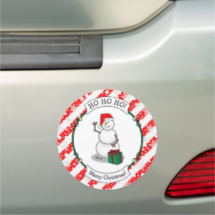 Ho Ho Ho Merry Christmas Santa Cute Snowman Car Magnet