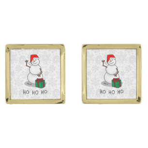 Ho Ho Ho Merry Christmas Santa Cute Snowman Cufflinks