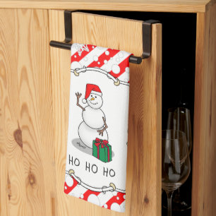Ho Ho Ho Merry Christmas Santa Cute Snowman Kitchen Towel