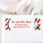 Ho Ho Ho Merry Christmas Santa Cute Snowman Label<br><div class="desc">Merry Christmas (Snowman) - with Santa Claus hat and Christmas present. HO HO HO! Copyright © Angi Laframboise - holiday snowman cartoon gifts.</div>