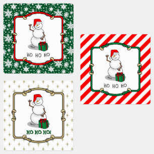 Ho Ho Ho Merry Christmas Santa Cute Snowman Labels