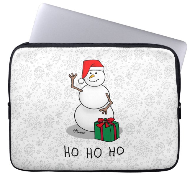 Ho Ho Ho Merry Christmas Santa Cute Snowman Laptop Sleeve (Front)