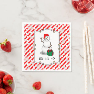 Ho Ho Ho Merry Christmas Santa Cute Snowman Napkins