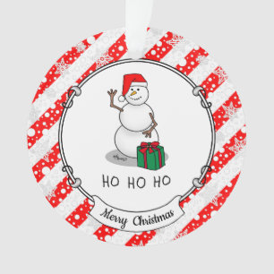 Ho Ho Ho Merry Christmas Santa Cute Snowman Ornament