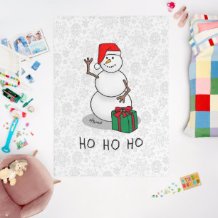 Ho Ho Ho Merry Christmas Santa Cute Snowman Outdoor Rug
