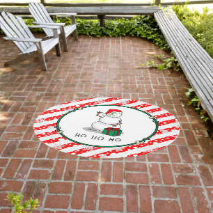 Ho Ho Ho Merry Christmas Santa Cute Snowman Outdoor Rug