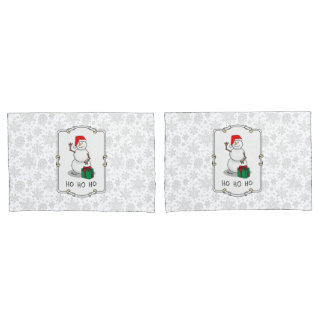 Ho Ho Ho Merry Christmas Santa Cute Snowman Pillow Case