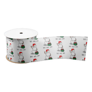 Ho Ho Ho Merry Christmas Santa Cute Snowman Satin Ribbon