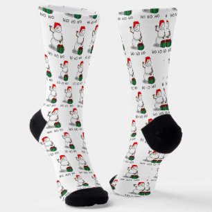 Ho Ho Ho Merry Christmas Santa Cute Snowman Socks