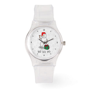 Ho Ho Ho Merry Christmas Santa Cute Snowman Watch