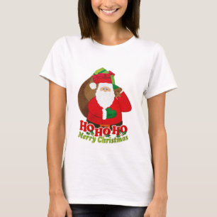 Ho Ho Ho Merry Christmas santa ladies t-shirt