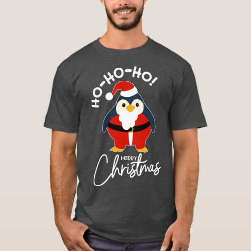 Ho Ho Ho Merry Christmas Santa Penguin T_Shirt