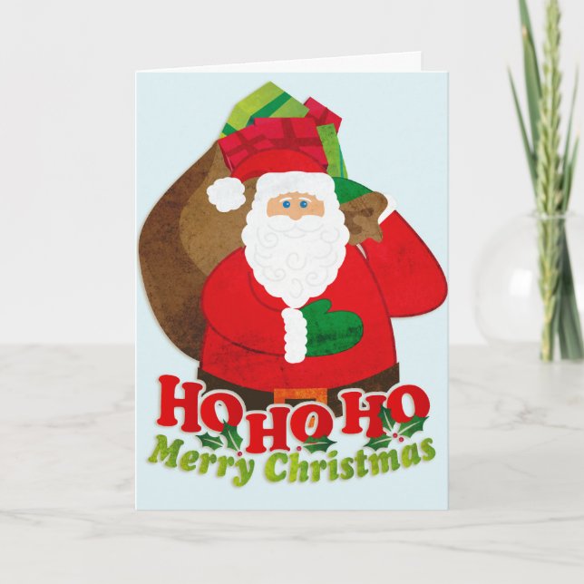 Ho Ho Ho Merry Christmas santa sack card (Front)
