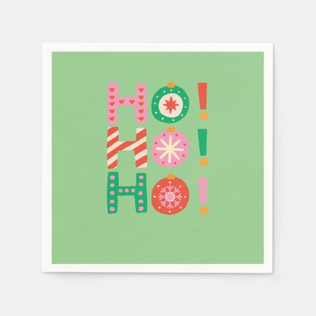 HO HO HO MERRY CHRISTMAS SEASONAL GIFT NAPKINS (Front)