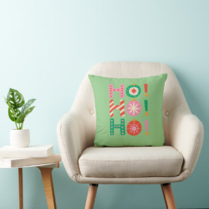 HO HO HO MERRY CHRISTMAS SEASONAL GIFT THROW PILLOW