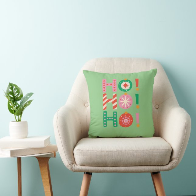 HO HO HO MERRY CHRISTMAS SEASONAL GIFT THROW PILLOW (Chair)