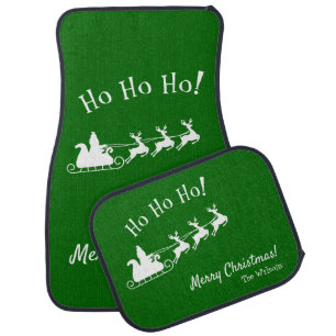 Ho Ho Ho Merry Christmas with Santa, Green Car Floor Mat