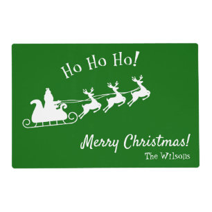 Ho Ho Ho Merry Christmas with Santa, Green Placemat