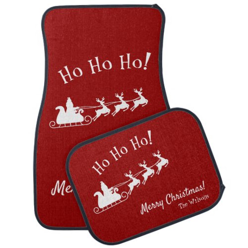 Ho Ho Ho Merry Christmas with Santa Red Car Floor Mat