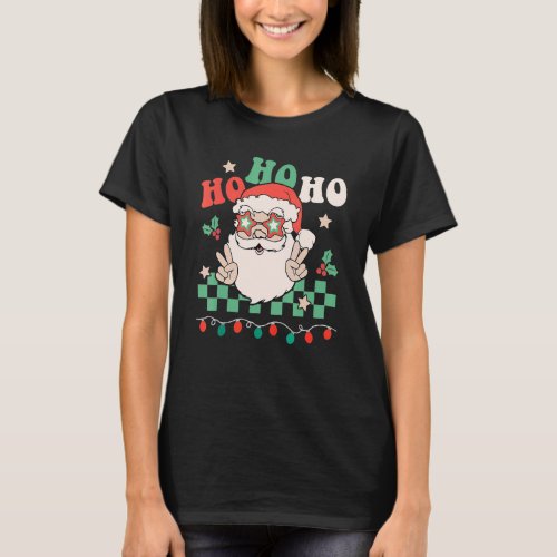 Ho Ho Ho Merry Christmas Xmas Light Santa Claus Gr T_Shirt