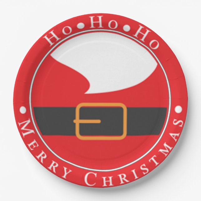 Ho Ho Ho Merry Chritmas Paper Plates (Front)