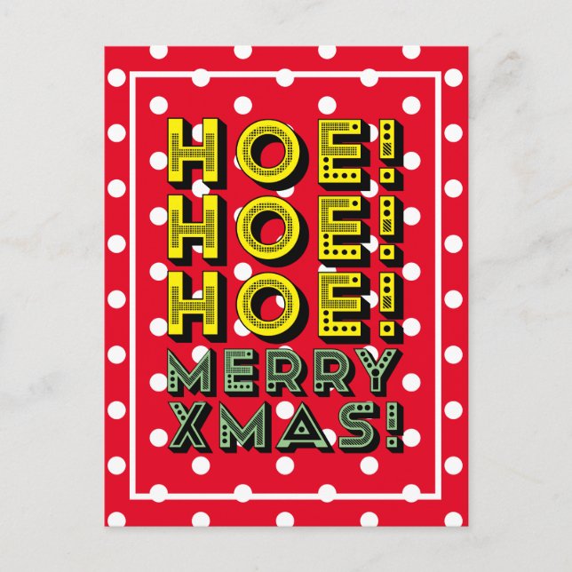 Ho! Ho! Ho! Merry Xmas! Custom Colors Snowy Postcard (Front)