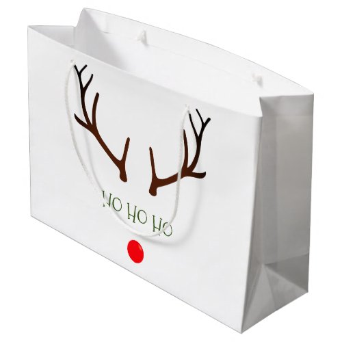 Ho Ho Ho Minimal Abstract Rudolph Reindeer Large Gift Bag