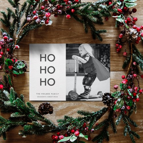 Ho Ho Ho  Minimalist Clean Simple Christmas Photo Holiday Card