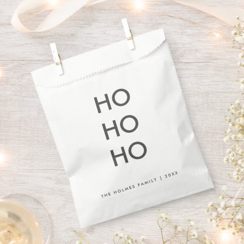 Ho Ho Ho  Minimalist Clean Simple White Christmas Favor Bag