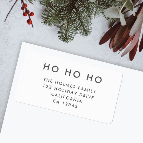 Ho Ho Ho  Minimalist Clean Simple White Christmas Label