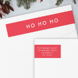 Ho Ho Ho | Minimalist Red Christmas Return Address Wrap Around Label<br><div class="desc">Simple,  stylish "Ho Ho Ho" wrap around label in bright red with a modern minimalist typography in white which can be easily personalized with your own greeting,  family name & address to pair with our matching holiday card range!</div>
