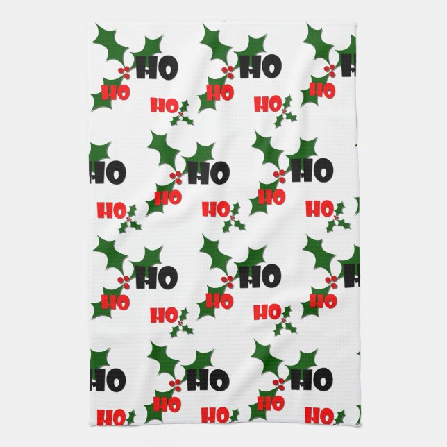 Ho Ho Ho Mistletoe Dish Towel (Vertical)