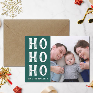 HO HO HO Modern Christmas Holiday Photo Card