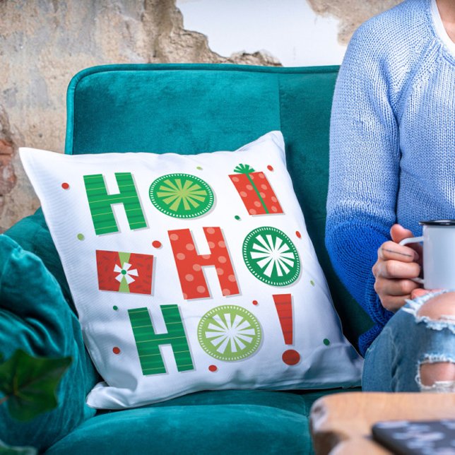 Ho Ho Ho Modern Christmas Throw Pillow (Creator Uploaded)