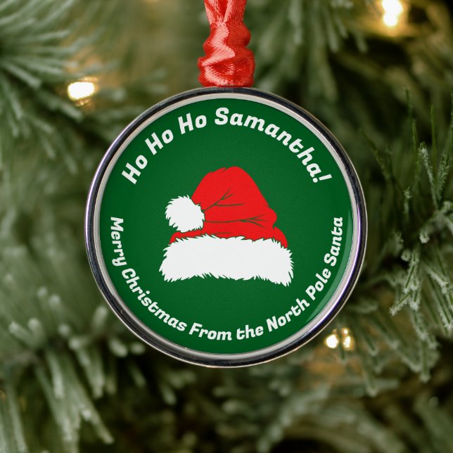 Ho ho ho Modern Santa Merry Christmas Day Metal Ornament (Tree)