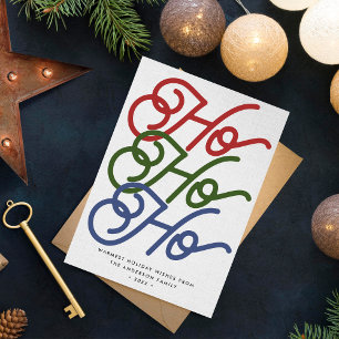 Ho ho ho Modern Unique Typography 2 Photos Holiday Card