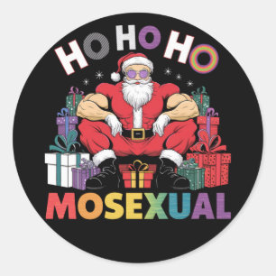Ho Ho Ho Mosexual Gay Santa LGBT Gay Pride Xmas Classic Round Sticker
