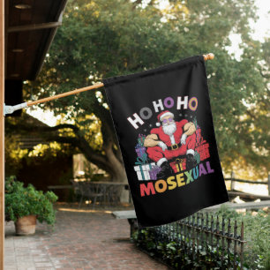 Ho Ho Ho Mosexual Gay Santa LGBT Gay Pride Xmas House Flag