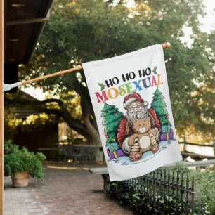 Ho Ho Ho Mosexual Gay Santa LGBTQ Gay Christmas House Flag