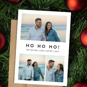 Ho Ho Ho Newlywed Christmas Beach Photo Card