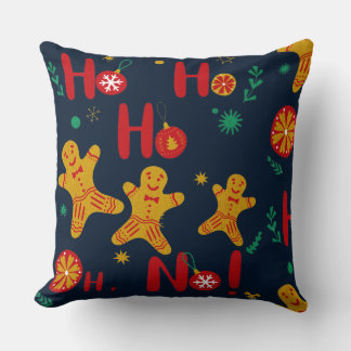 Ho Ho Ho Oh No! Cute Gingerbread Man Throw Pillow
