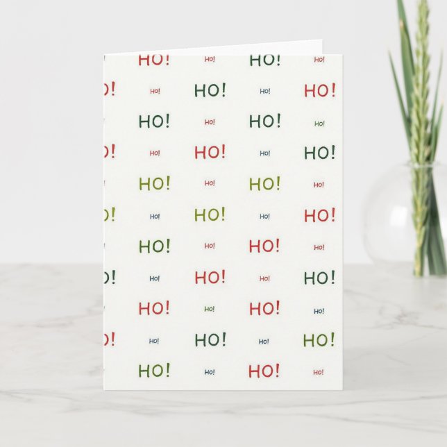 HO HO HO Pattern Minimalist Merry Christmas Card (Front)