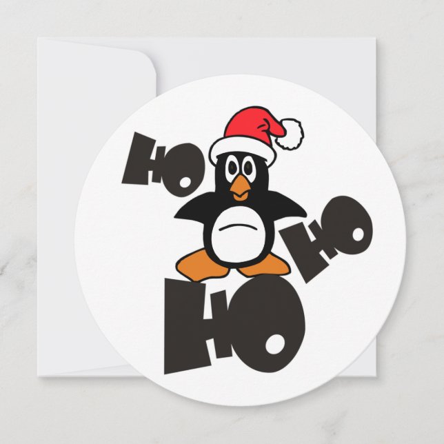 Ho Ho Ho - Penguin - merry christmas + your text Holiday Card (Front)