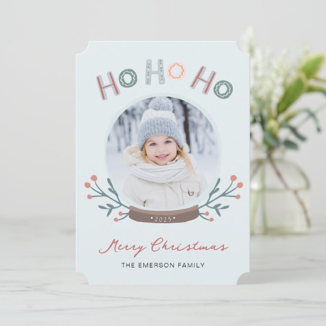 Ho Ho Ho Photo Christmas Card (Standing Front)