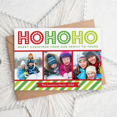 Ho Ho Ho Photo Collage Modern Holiday Card
